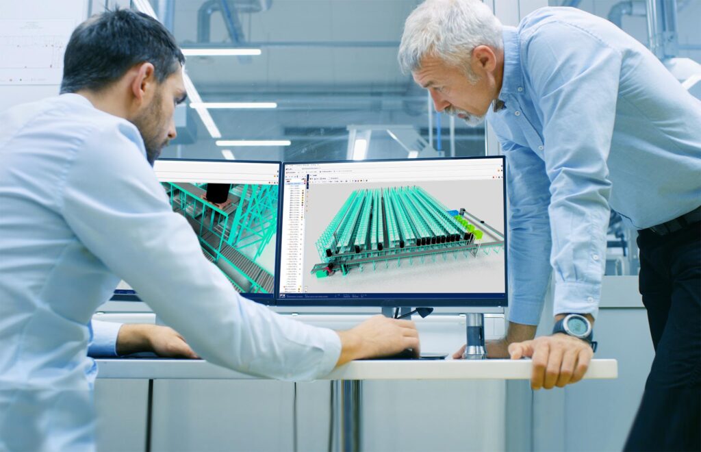 Digital twins of extensive systems are configured with components from 3D product catalogs.